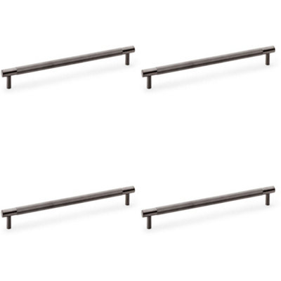 4 PACK - Knurled T Bar Door Pull Handle - Dark Bronze - 224mm Centres Premium Drawer