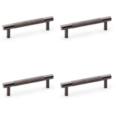 4 PACK - Knurled T Bar Door Pull Handle - Dark Bronze - 96mm Centres Premium Drawer