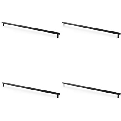 4 PACK - Knurled T Bar Door Pull Handle - Matt Black - 448mm Centres Premium Drawer