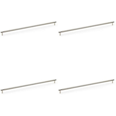 4 PACK - Knurled T Bar Door Pull Handle - Polished Nickel - 448mm Centres Premium Drawer