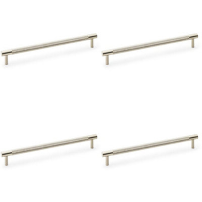 4 PACK - Knurled T Bar Door Pull Handle - Satin Nickel - 224mm Centres Premium Drawer