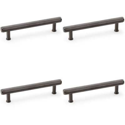 4 PACK - Knurled T Bar Pull Handle - Dark Bronze - 128mm Centres Premium Drawer Door
