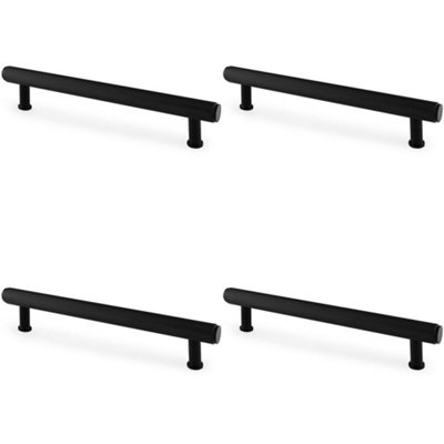 4 PACK - Knurled T Bar Pull Handle - Matt Black - 160mm Centres Premium Drawer Door