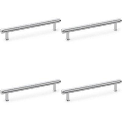 4 PACK - Knurled T Bar Pull Handle - Polished Chrome - 160mm Centres Premium Drawer Door