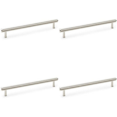 4 PACK - Knurled T Bar Pull Handle - Polished Nickel - 224mm Centres Premium Drawer Door