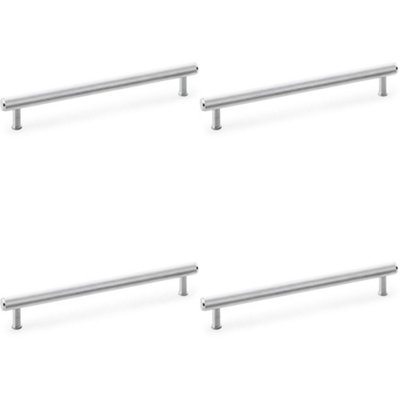 4 PACK - Knurled T Bar Pull Handle - Satin Chrome - 224mm Centres Premium Drawer Door