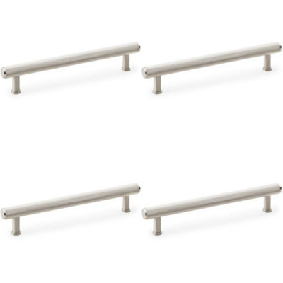 4 PACK - Knurled T Bar Pull Handle - Satin Nickel - 160mm Centres Premium Drawer Door
