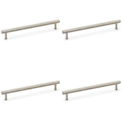 4 PACK - Knurled T Bar Pull Handle - Satin Nickel - 224mm Centres Premium Drawer Door