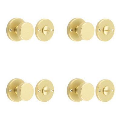 4 PACK Knurled Turn & Release Satin Brass for Luxurious Spaces - Door Handle