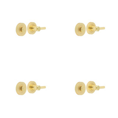 4 PACK Knurled Turns and Releases in Elegant Satin Brass Finish - Door Handle