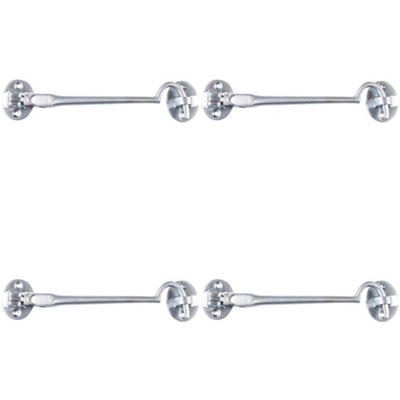 4 PACK - Lightweight Cabin Hook & Eye Satin Chrome 102mm Arm Cabinet Hatch Lock