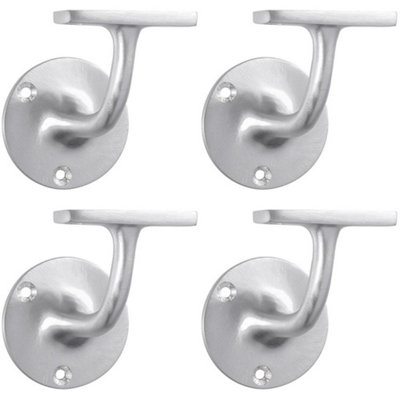 4 PACK - Lightweight Stair Handrail Bannister Bracket Arm - Satin Chrome 72mm Holder