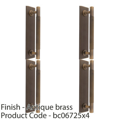 4 PACK - Lined Reeded Drawer Pull Handle & Matching Backplate - Antique ...