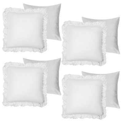4 Pack Linen Frill Cushion Covers Filled Home Living Luxury DIY at B&Q