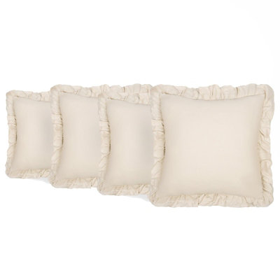 4 Pack Linen Frill Cushion Covers Home Living Luxury