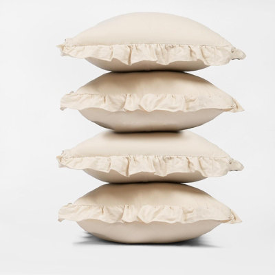 4 Pack Linen Frill Cushion Covers Home Living Luxury - 3