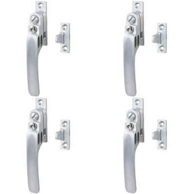 4 PACK - Locking Casement Window Fastener Handle with Night Vent 16 x 60mm Satin Chrome