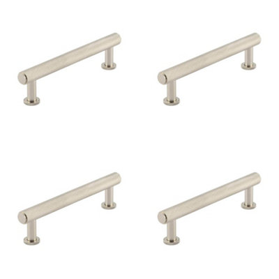 4 PACK Luxurious 128mm Satin Nickel Knurled Cabinet Handle for Stylish Interiors - Kitchen Drawer Pull Handle