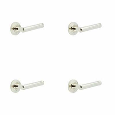 4 PACK Luxurious Chamfered Rose Door Handle in Polished Nickel - Interior Handle