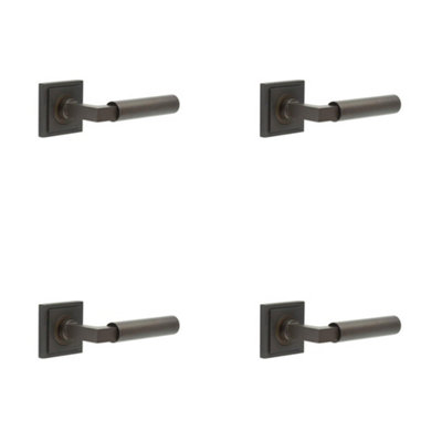 4 PACK Luxurious Dark Bronze Square Door Handle for Elegant Interiors - Solid Brass Interior Handle