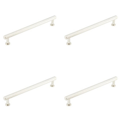 4 PACK Luxury Knurled Cabinet Handle in Polished Nickel - 224mm Length - Kitchen Drawer Pull Handle