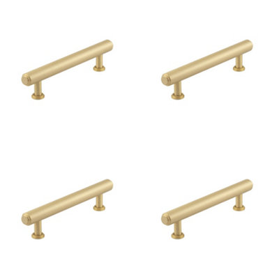 4 PACK Luxury Stepped Cabinet Handle in Satin Brass - 128mm - Kitchen Drawer Pull Handle