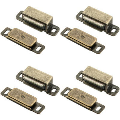 4 PACK - Magnetic Cupboard Door Catch 36.5mm Fixing Centres 3.5kg Pull Florentine Bronze