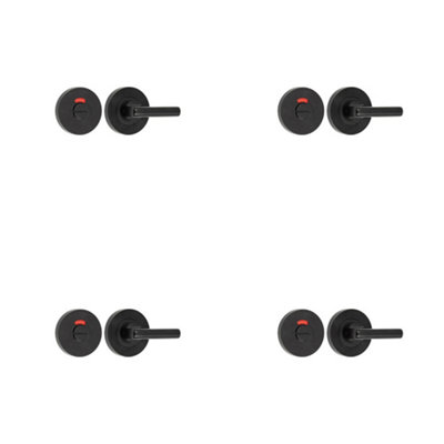 4 PACK Matt Black Easy Turn and Release 52mm for Fire Doors - Door Handle
