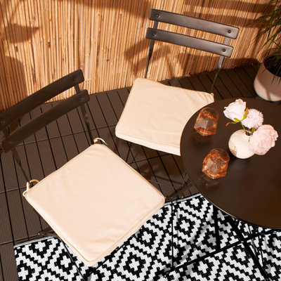 4 Pack Memory Foam Seat Outdoor Garden Cushion Pads with Ties