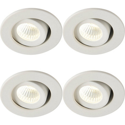 4 PACK Micro Adjustable Ceiling Downlight - 4W Cool White LED - Matt White