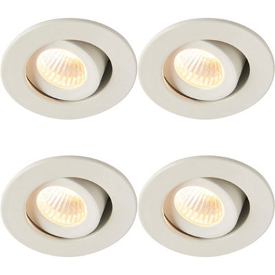 4 PACK Micro Adjustable Ceiling Downlight - 4W Warm White LED - Matt White