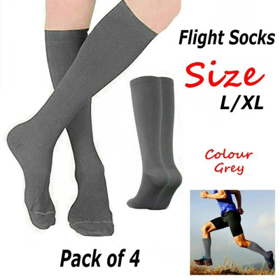 4 Pack Miracle Compression Grey Socks L/XL Unisex Anti Swelling Fatigue ...