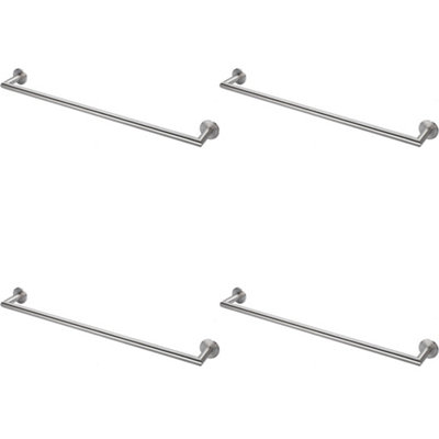 4 PACK - Mitred Bathroom Single Towel Rail Concealed Fix 600mm Centres Satin Steel