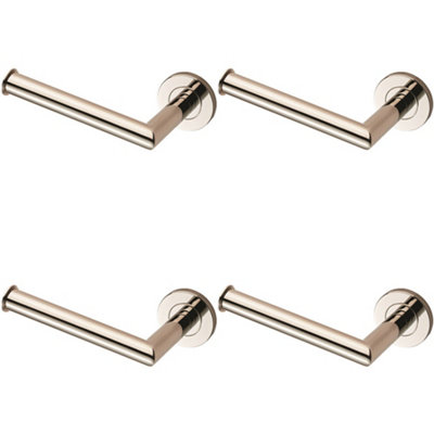 4 PACK - Mitred Bathroom Toilet Roll Holder on Rose Concealed Fix Bright Steel