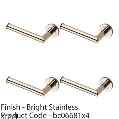 4 PACK - Mitred Bathroom Toilet Roll Holder on Rose Concealed Fix Bright Steel