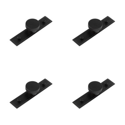 4 PACK Modern Matt Black Cupboard Knob with Stepped Backplate - 40mm - Kitchen Cabinet Knob