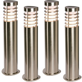 4 PACK Modern Outdoor Stainless Steel Post Light - 10.5W E27 LED - 500mm Height