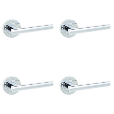 4 PACK Modern Polished Chrome Door Handle for Modern Interiors Interior Handle