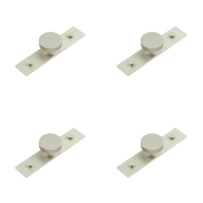 4 PACK Modern Satin Nickel Cupboard Knob with Backplate - 40mm - Kitchen Cabinet Knob