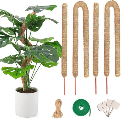 4 Pack Moss Pole Monstera Climbing Support, 2 Pack 60cm & 2 Pack 120cm  Planting Stick Plant Support Bendable Coir Plant Poles