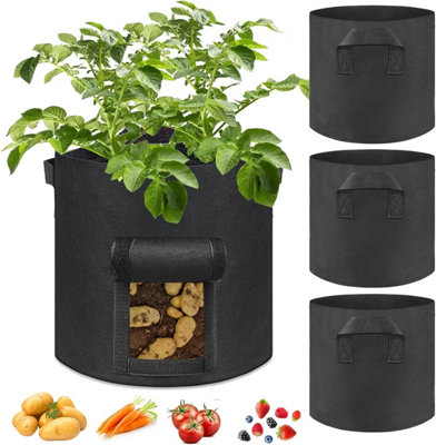 VIVOSUN 5 Pack 7 Gallon Square Grow Bags, Thick Fabric Bags with Handles