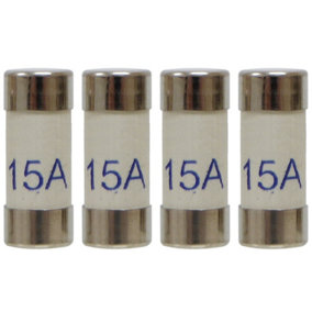 4 Pack of 15 Amp Consumer Unit Fuses BS1361 Cartridge Fuse - UK Made