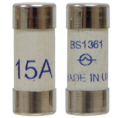 4 Pack of 15 Amp Consumer Unit Fuses BS1361 Cartridge Fuse - UK Made