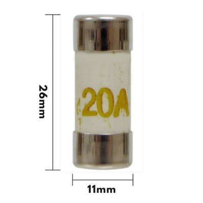 4 Pack of 20 Amp Consumer Unit Fuses BS1361 Cartridge Fuse - UK Made - 4
