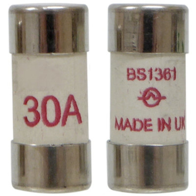 4 Pack of 30 Amp Consumer Unit Fuses BS1361 Cartridge Fuse - UK Made - 3