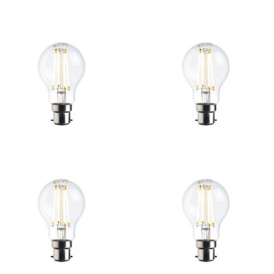 4 Pack of 7W Dimmable B22 GLS LED Light Bulbs - Energy Efficient Warm White 2700K