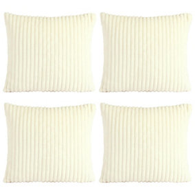 4 Pack of Ribbed Soft Fleece Cushion Covers