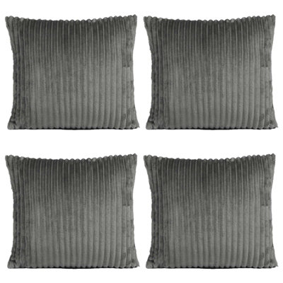 4 Pack of Ribbed Soft Fleece Cushion Covers DIY at B&Q