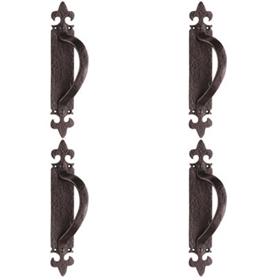 4 PACK - Offset Traditional Forged Pull Handle 263.5 x 67mm Black Antique Right Hand