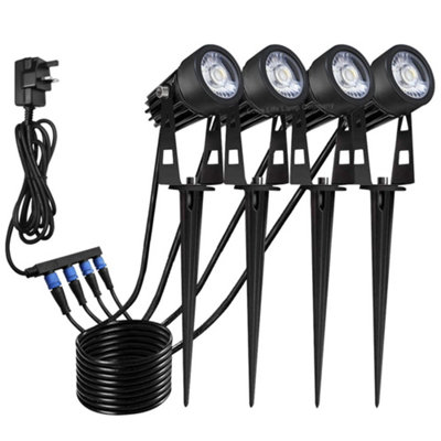 4 Pack Outdoor Garden LED Spike Lights Cool White 12v Low Voltage ZLCSK2CW